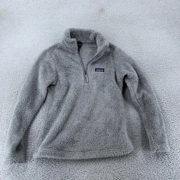 Patagonia Los Gatos 1/4-Zip Pullover Women Small Gray Sherpa Soft Warm High Pile - Picture 1 of 9